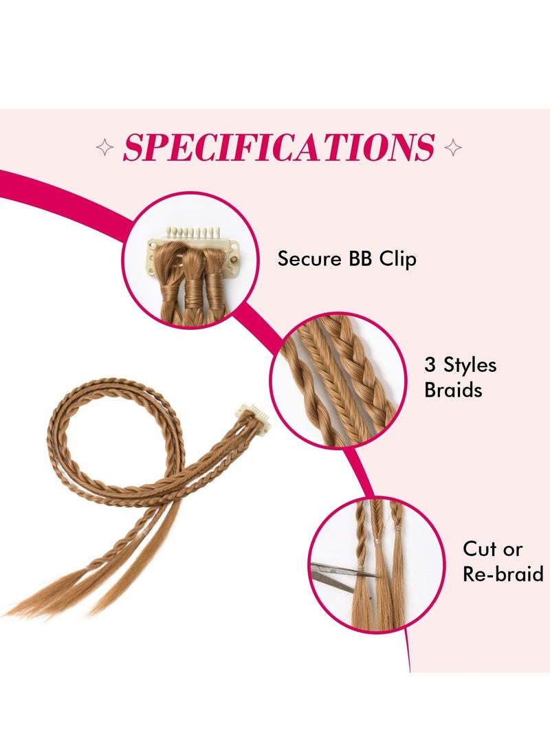2 PCS Long Braid Ponytail Extension , Clip in Hair Extensions Baby Braids, 22" Long Natural Soft Synthetic Hairpieces for Women Daily Wear Copper - Image 2