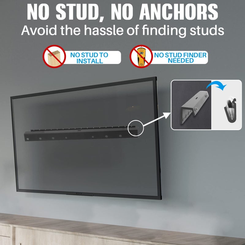 AENTGIU Studless TV Wall Mount, Heavy Duty Drywall TV Bracket Hanger for 32-75 inch Flat Screen TVs, No Stud, No Drill, No Anchors, Easy Install with All Hardware - Image 5