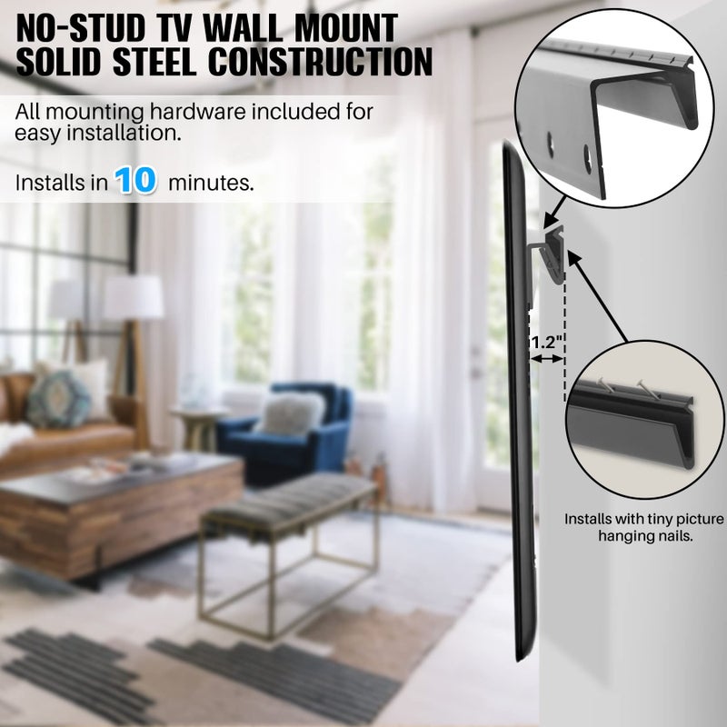 AENTGIU Studless TV Wall Mount, Heavy Duty Drywall TV Bracket Hanger for 32-75 inch Flat Screen TVs, No Stud, No Drill, No Anchors, Easy Install with All Hardware - Image 3