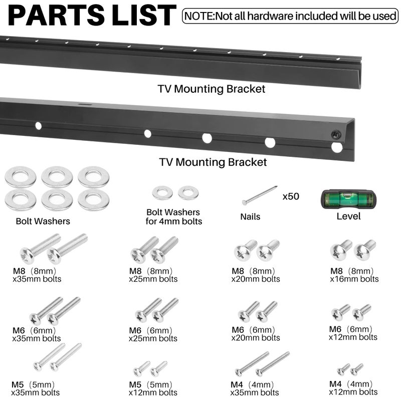 AENTGIU Studless TV Wall Mount, Heavy Duty Drywall TV Bracket Hanger for 32-75 inch Flat Screen TVs, No Stud, No Drill, No Anchors, Easy Install with All Hardware - Image 4