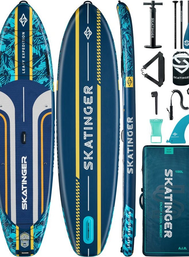 Skatinger 11'6×35" Super Wide Inflatable Paddle Board, Ultra Stable Stand Up Paddleboards for 450lb/3 People/Family/Big Size, Shoulder Strap, 5 Handles, 100L Backpack, All-Round Sup Board, US Fin - Image 1