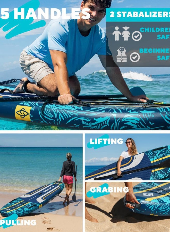 Skatinger 11'6×35" Super Wide Inflatable Paddle Board, Ultra Stable Stand Up Paddleboards for 450lb/3 People/Family/Big Size, Shoulder Strap, 5 Handles, 100L Backpack, All-Round Sup Board, US Fin - Image 5