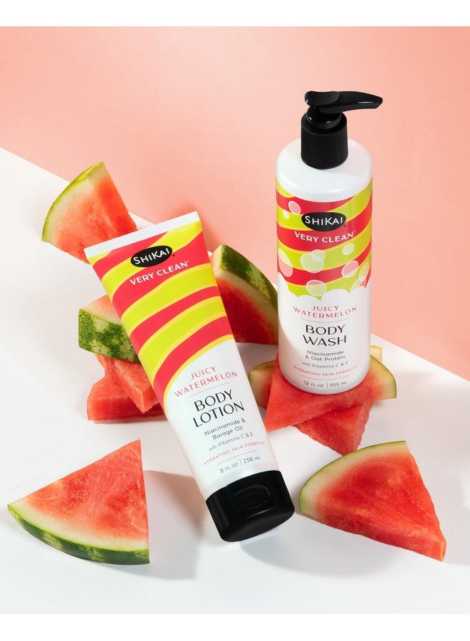 SHIKAI لوشن الجسم النظيف جداً (بطيخ عصير 8 أونصات) مرطب للبشرة الجافة مع النياسيناميد وزيت البوراج وفيتامين C و E - Image 2