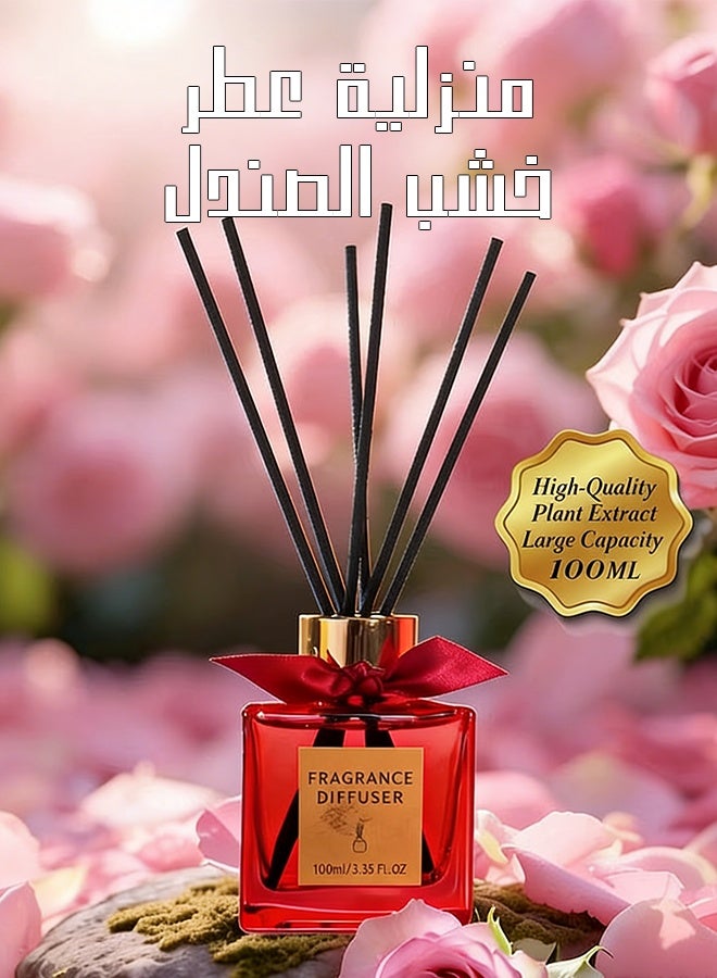 يهييو معطر موزع عطور منزلي، موزع عطور برائحة الورد، قصة جمال الورد، تعطير 6 قصبات من الروطان، 100 مل - Image 1