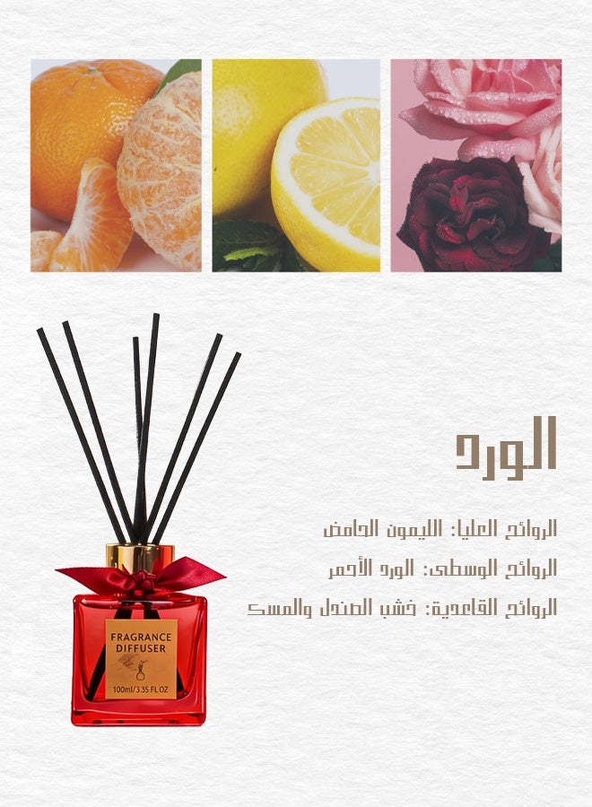 يهييو معطر موزع عطور منزلي، موزع عطور برائحة الورد، قصة جمال الورد، تعطير 6 قصبات من الروطان، 100 مل - Image 3