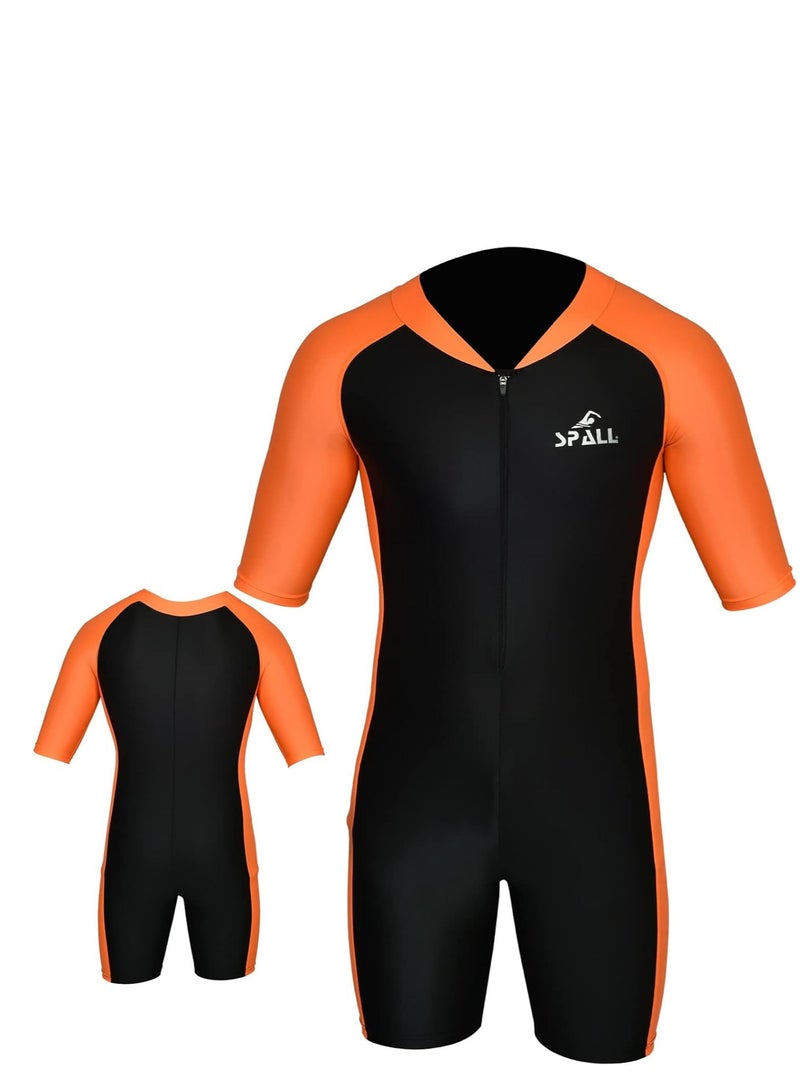 Spall Kids One Piece Short Sleeve Swimsuit for Boys & Girls | UV Protection Full Body Swimwear | Comfortable, Quick-Dry Bathing Suit for Beach, Pool, Surfing, and Water Activities - Image 4