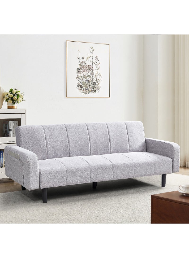 Home Box Rome 3-Seater Fabric Sofa Bed with Side Pocket 80 x 78 x 206 cm - Image 3