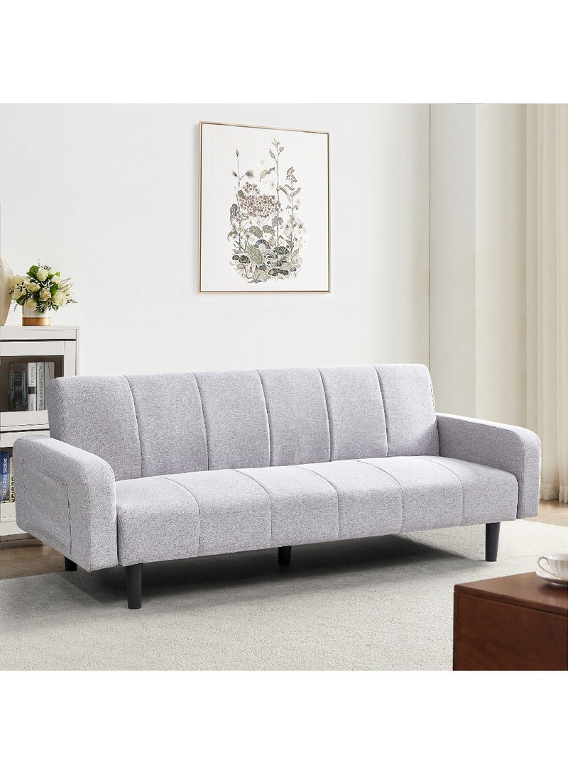 Home Box Rome 3-Seater Fabric Sofa Bed with Side Pocket 80 x 78 x 206 cm - Image 2