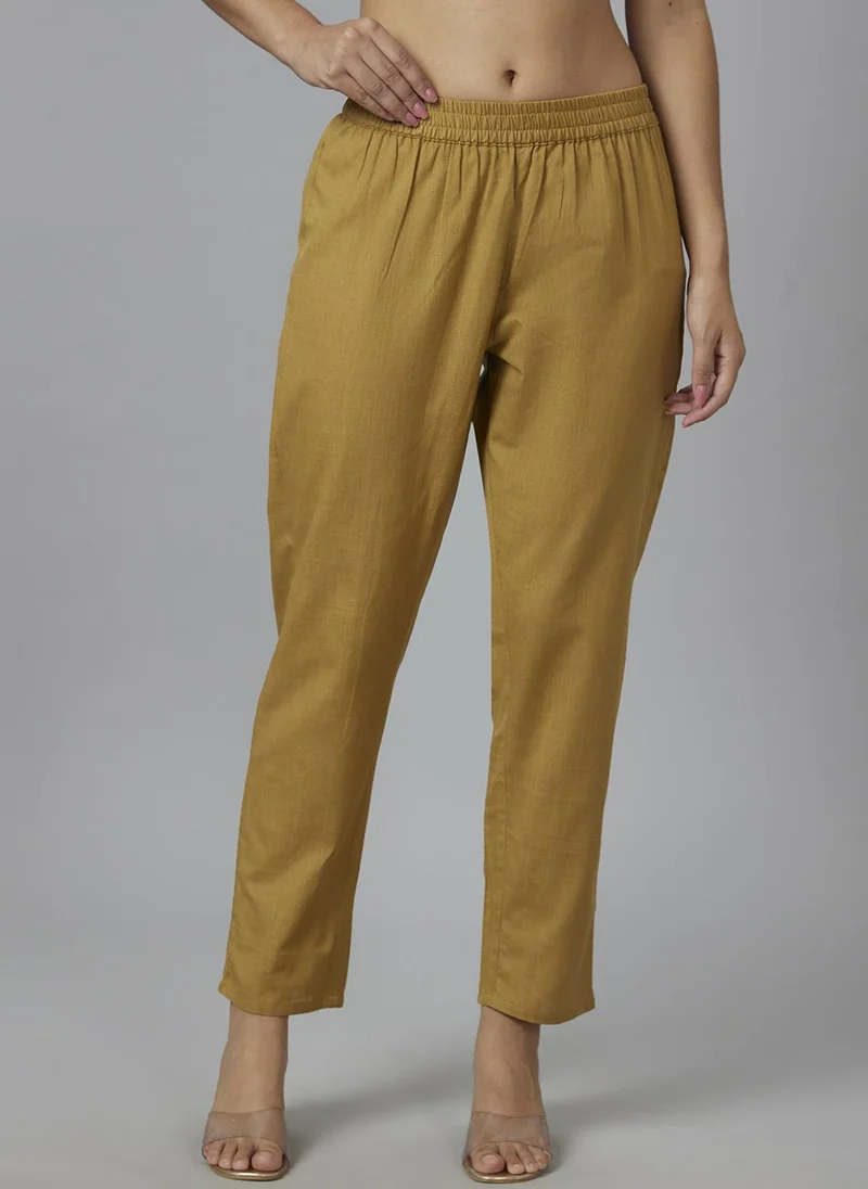 globus Globus Women Mid-Rise Elasticated Pleated Waist Straight Ethnic Trousers