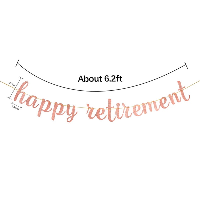 INNORU Glitter Happy Retirement Banner - for Farewell Party Bunting - Leaving Theme - Finally Retiring Party Bunting Decoration Rose Gold - Image 5