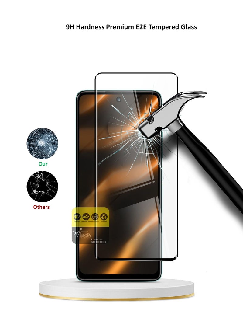 دبليو تيك واقي شاشة من الزجاج المقوى بغطاء كامل E2E فاخر لهاتف Infinix Hot 40 / Infinix Hot 40 Pro / Infinix Hot 30 / Infinix Note 30 شفاف / أسود - Image 3