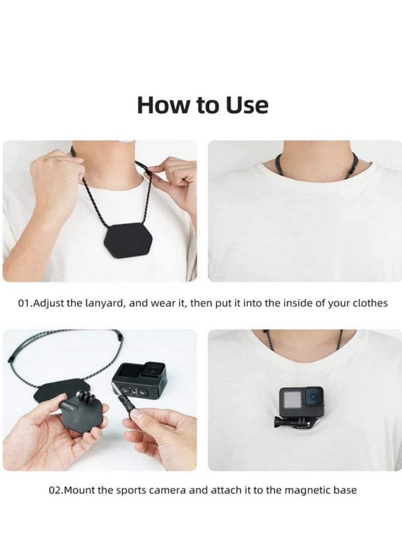 Magnetic Snap Mount Neck Strap Necklace Lanyard 360° Chest Body Strap Accessories Vehicle Boat Tube Attachment Compatible with GoPro Max Hero 11 10 9 8 7 6 5 Insta360 X2/X3/DJI Action 2/3  - Image 5