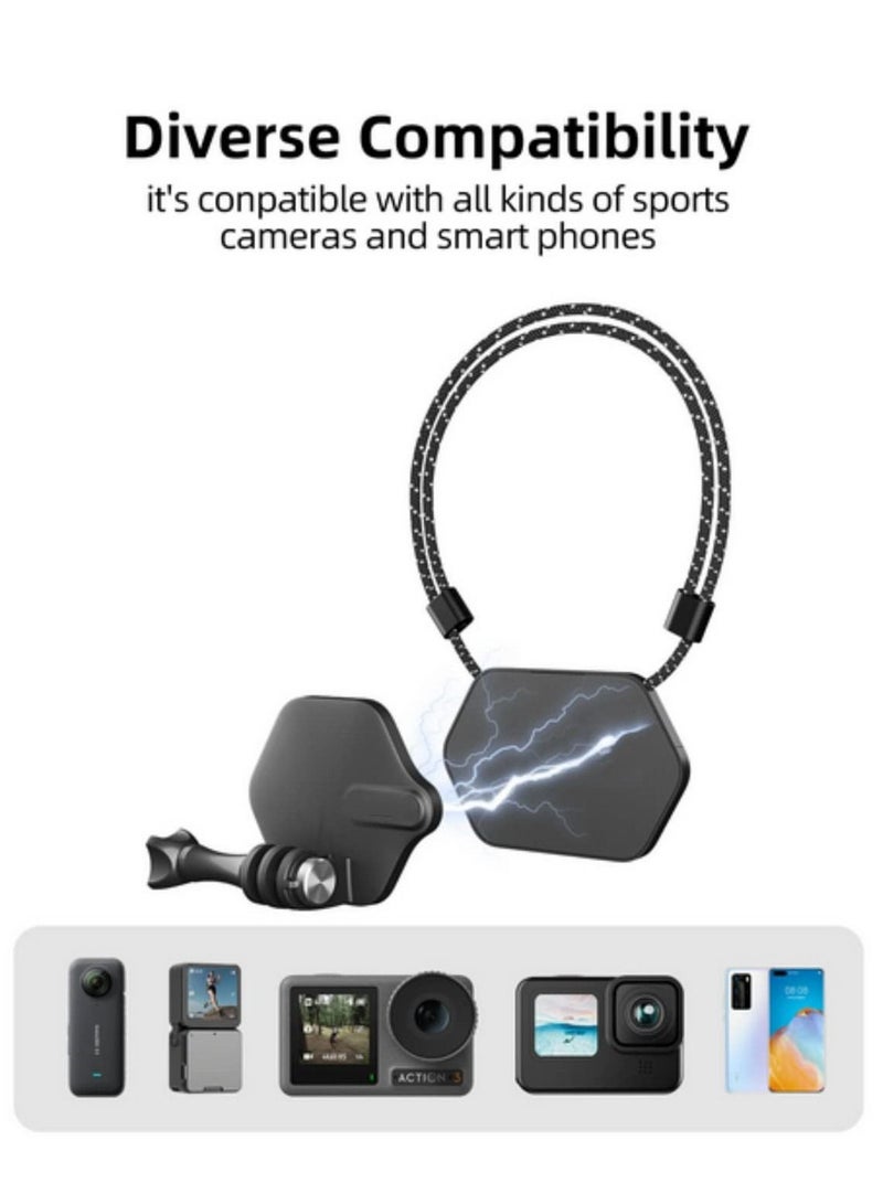 Magnetic Snap Mount Neck Strap Necklace Lanyard 360° Chest Body Strap Accessories Vehicle Boat Tube Attachment Compatible with GoPro Max Hero 11 10 9 8 7 6 5 Insta360 X2/X3/DJI Action 2/3  - Image 2