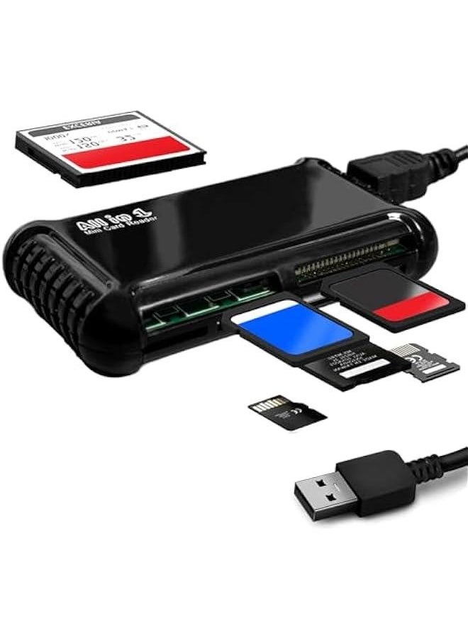 Super High Speed All-in-1 USB Memory Card Reader/Writer for All Cards SD/SDHC, Micro SD, CF, XD, MS/Pro & Duo Cards Plug N Play, Apple and Windows Compatible, Powered by USB