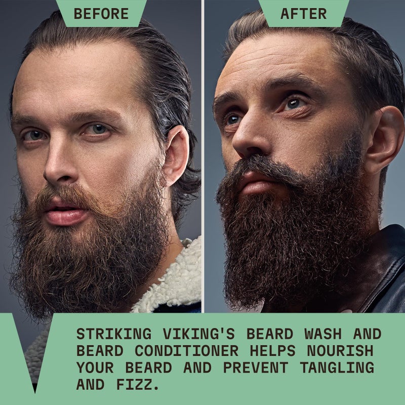 Striking Viking Beard Wash and Conditioner (Tea Tree & Biotin) - Paraben & Sulfate Free Cleansing Care for All Beard Types (10oz Per Bottle) - Image 4