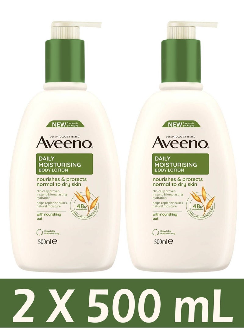 Aveeno 2-Pieces Active Naturals Daily Nourishing Lotion 2x500 mL - Image 1