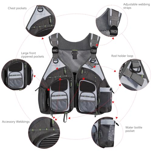 BASSDASH Strap Fishing Vest Adjustable for Men and Women for Fly Bass Fishing and Outdoor Activities - Image 3