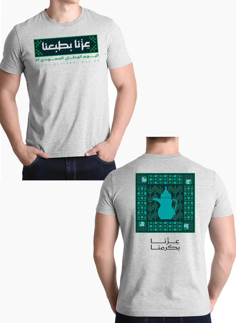 LOWHA Cotton T-Shirt for Saudi National Day with Celebration Phrase Printed on Both Sides