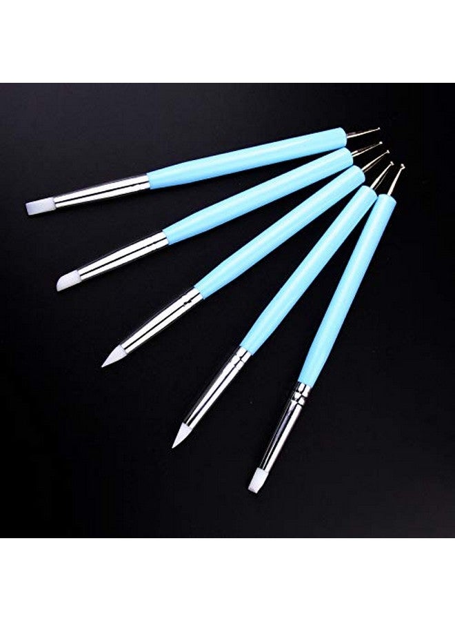 ZUOYOU 5 Pcs/Set Soft Pottery Clay Tool Silicone & Stainless Steel Two Head Sculpting Polymer Modelling Shaper Art Tools Blue - Image 2