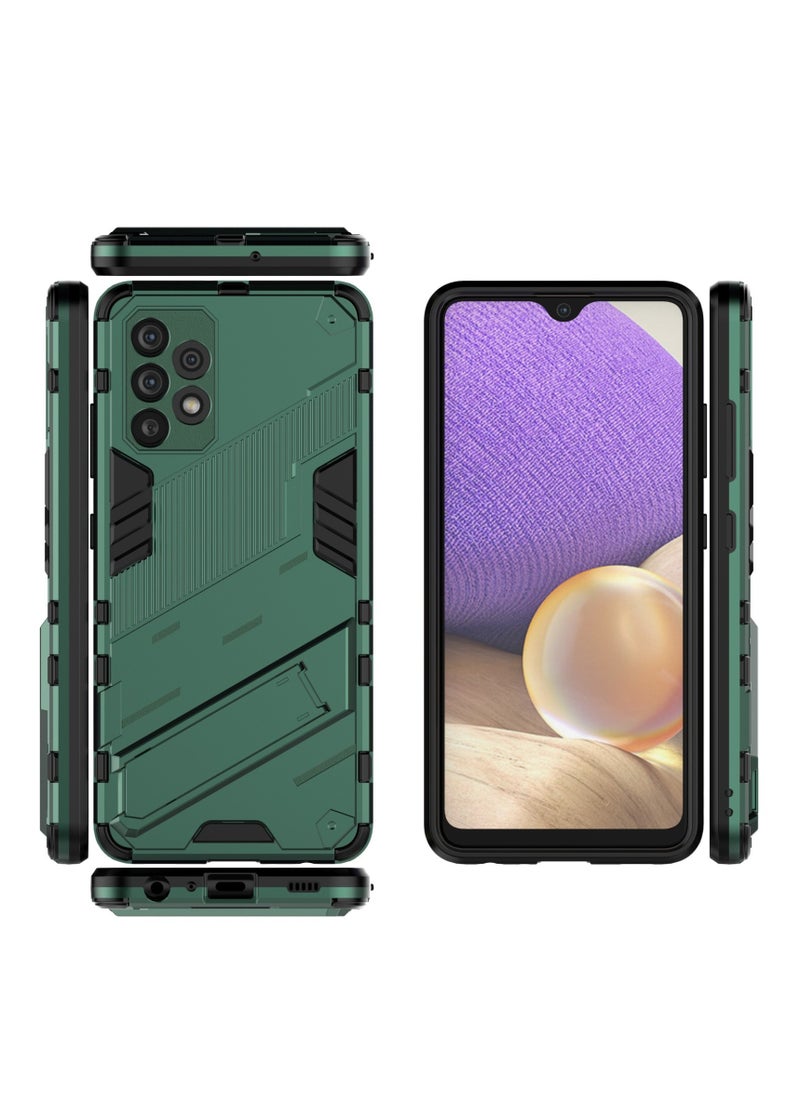 Generic - Punk Armor 2 in 1 PC Tpu Shockproof Phone Case with Invisible Holder For Samsung Galaxy A32 (green) - Image 1