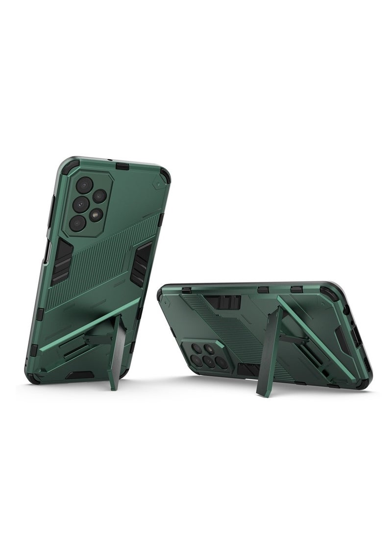Generic - Punk Armor 2 in 1 PC Tpu Shockproof Phone Case with Invisible Holder For Samsung Galaxy A32 (green) - Image 1