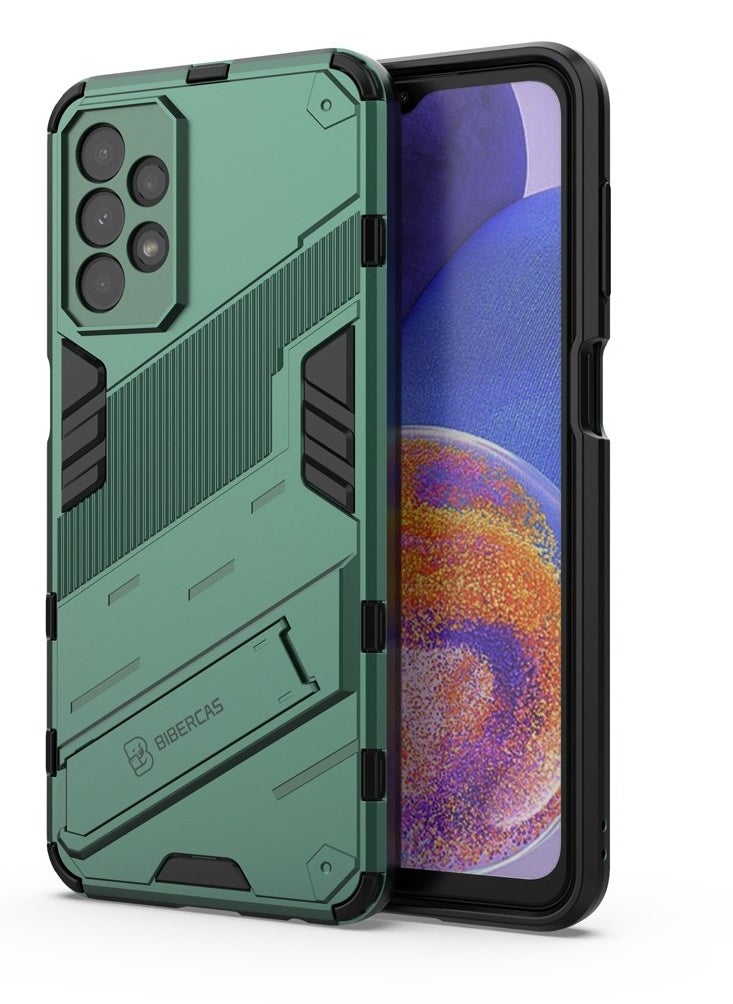 Generic - Punk Armor 2 in 1 PC Tpu Shockproof Phone Case with Invisible Holder For Samsung Galaxy A32 (green) - Image 1