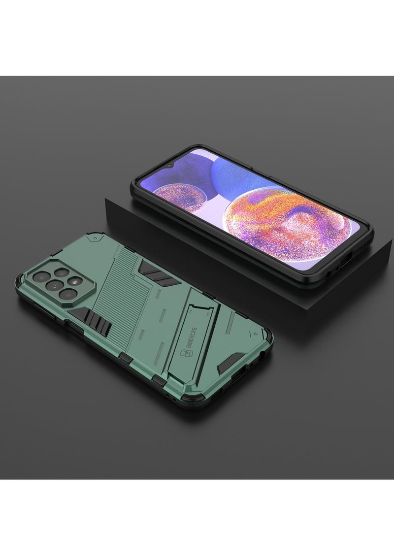 Generic - Punk Armor 2 in 1 PC Tpu Shockproof Phone Case with Invisible Holder For Samsung Galaxy A32 (green) - Image 1