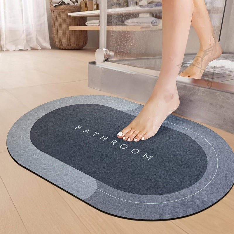 SITTELLA 1 Pc Rubber Bath MatAntiSkid Water Soaking Bathroom Rug DoorFloor mat Soft Quick Dry Water Absorbent Mat for Home Office 40x60cmGrey - Image 1