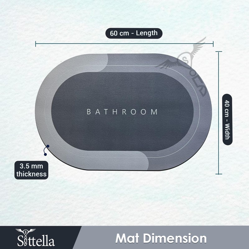 SITTELLA 1 Pc Rubber Bath MatAntiSkid Water Soaking Bathroom Rug DoorFloor mat Soft Quick Dry Water Absorbent Mat for Home Office 40x60cmGrey - Image 2
