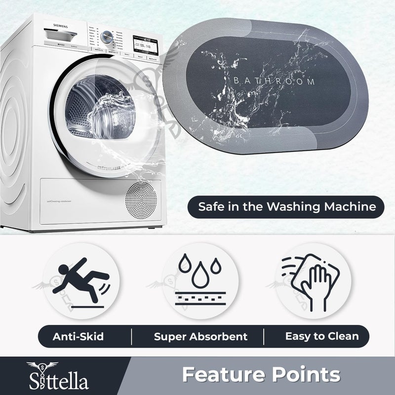SITTELLA 1 Pc Rubber Bath MatAntiSkid Water Soaking Bathroom Rug DoorFloor mat Soft Quick Dry Water Absorbent Mat for Home Office 40x60cmGrey - Image 4