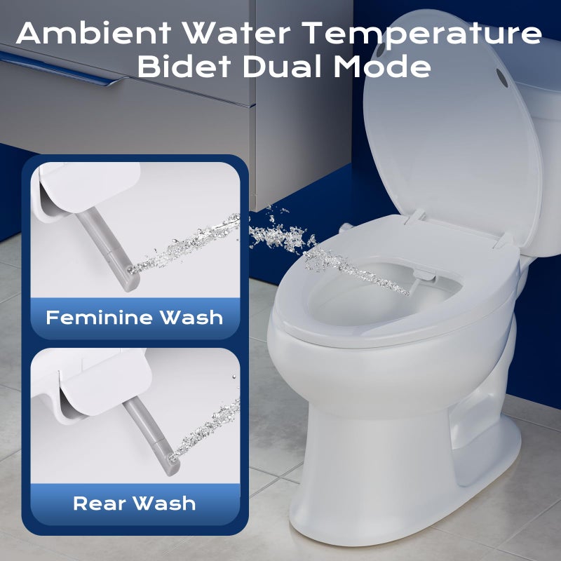 Clirass Elongated Heated Toilet Seat with Night Light, Three Temperature Settings Heated Seat,70 in Power Cord, Fit Elongated Toilet, Cold Water Bidet Function Toilet Seat With Slow Close - Image 4