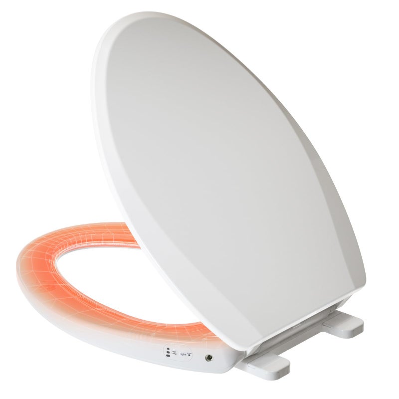 Clirass Elongated Heated Toilet Seat with Night Light, Three Temperature Settings Heated Seat,70 in Power Cord, Fit Elongated Toilet, Cold Water Bidet Function Toilet Seat With Slow Close - Image 1