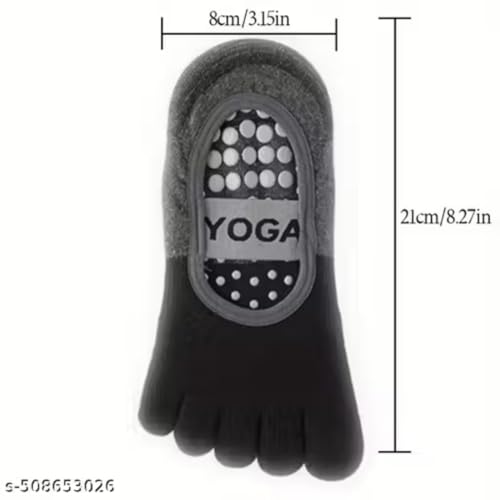Digital Shoppy Women's Fashionable Pilates Toe Socks- Black - Image 5