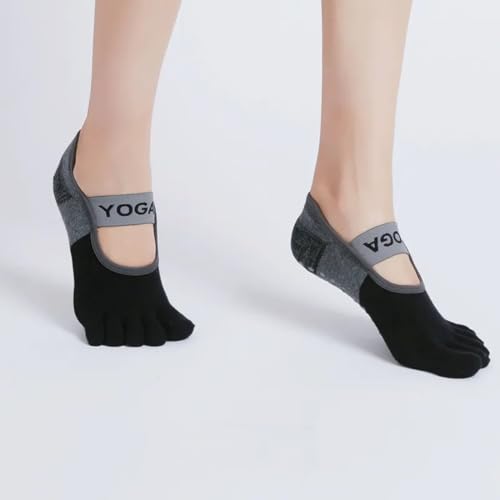 Digital Shoppy Women's Fashionable Pilates Toe Socks- Black - Image 2