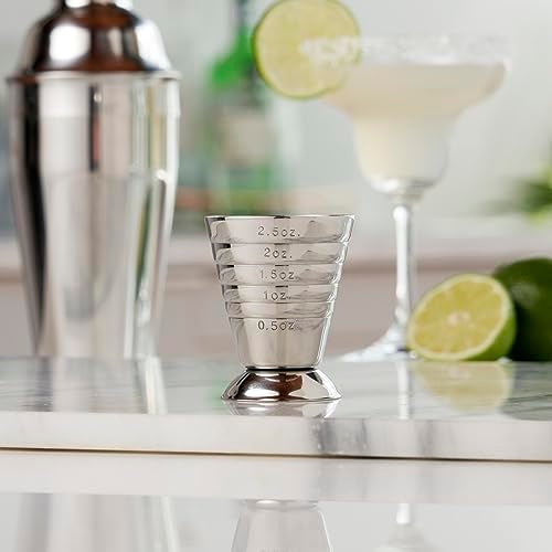 True Trio Multi-Unit Drink Measure, Shot Measuring Cup with Oz, Ml, and Tbsp Markings, Stainless Steel 2.5oz Set of 1 - Image 5