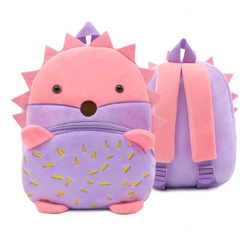 Plush Kids Backpack, Hedgehog Animal Design, Soft Lightweight School Bag for Toddlers and Preschool Kids - Image 1