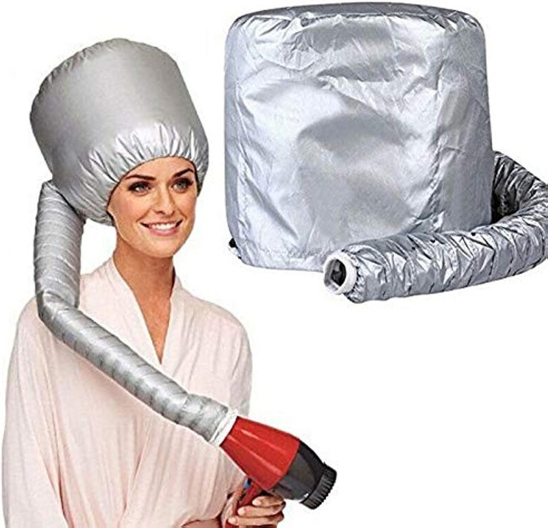Hair Dryer Attachment, Portable Soft Bonnet Hood - Adjustable Hooded Dryer, Hair Salon Heat Cap for Drying, Styling, Curling and Deep Conditioning, Relax, Speeds Up Drying Time at Home