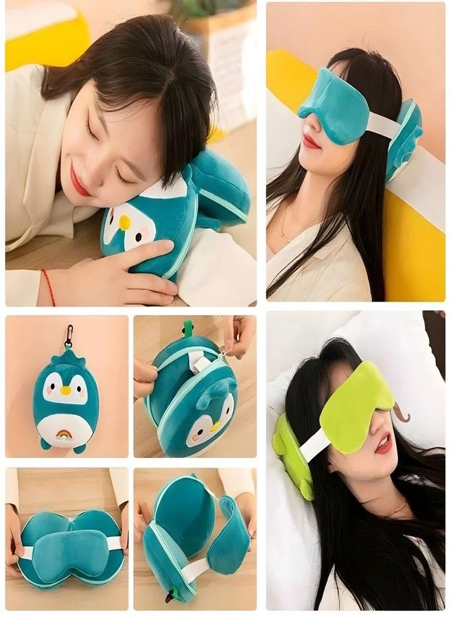 Aakarit Travel Neck/Head Pillow Set with Eye Mask - Plush Animal-Themed Soft Memory Foam Cushion, Adjustable Strap, Perfect for Long Flights, Road Comfort Trips | 1 PC - Image 2