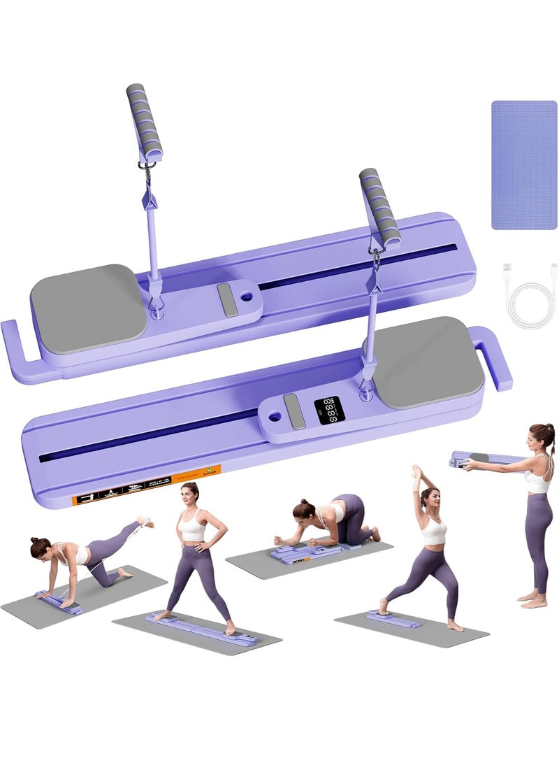أونليماي فقط لوح بيلاتيس - مجموعة إصلاح بيلاتيس ، لوح إصلاح بيلاتيس قابل للطي متعدد الأغراض للمنزل، لوح انزلاقي 6 في 1 لتمارين بيلاتيس (أرجواني) - Image 1