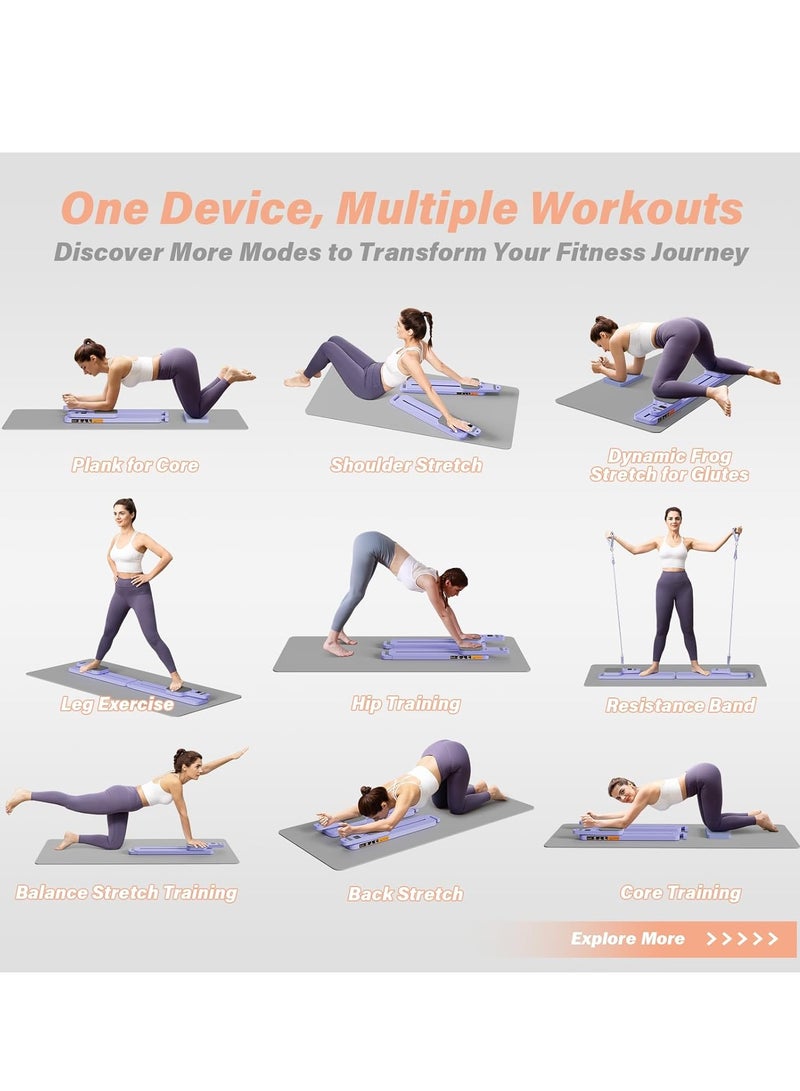 أونليماي فقط لوح بيلاتيس - مجموعة إصلاح بيلاتيس ، لوح إصلاح بيلاتيس قابل للطي متعدد الأغراض للمنزل، لوح انزلاقي 6 في 1 لتمارين بيلاتيس (أرجواني) - Image 2