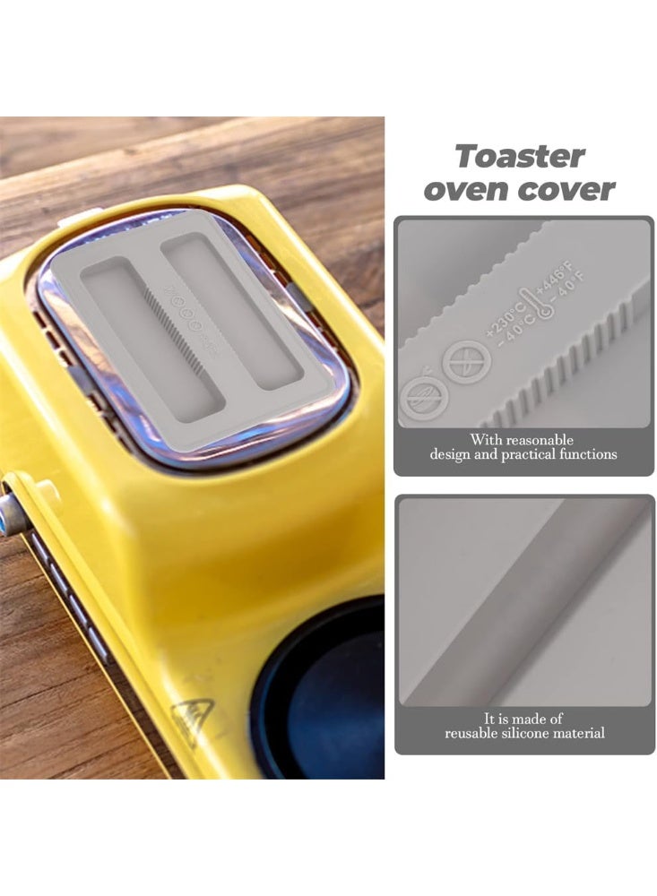 قطعتان من غطاء محمصة الخبز المصنوع من السيليكون، غطاء حماية من الأوساخ في المحمصة، غطاء علوي لجهاز المحمصة، غطاء واقي لصانعة الخبز، ملحقات أجزاء آلة الساندويتش (رمادي) - Image 5