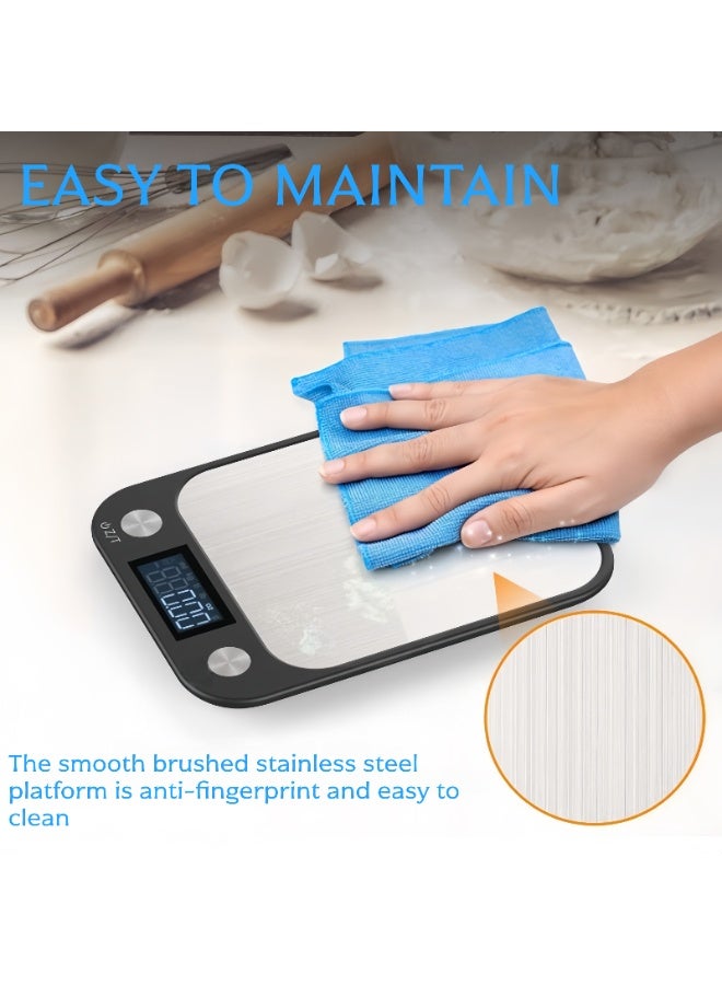 CIMIA Food Scale,Digital Kitchen Scale Weight Grams and Ounces for Baking Cooking Coffee, 7 Units with Tare Function, LCD Display, 1g/0.1oz High Precise Graduation, Batteries,Easy Clean Stainless Steel - Image 5