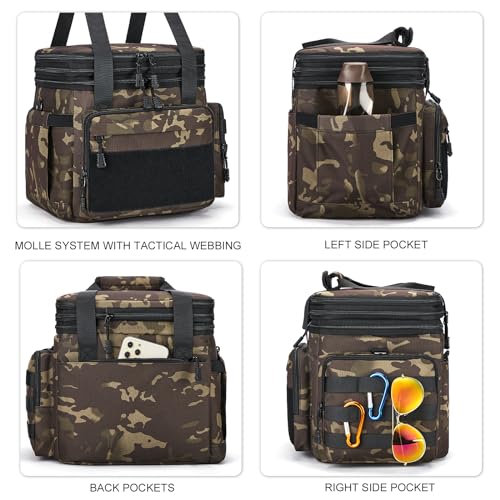 Gafetrey Tactical Lunch Box for Men, Insulated Bag Adult, Thermal Lunchbox Leakproof Waterproof Cooler Bag, Dual Compartment tote, Large Pail Work Office Camping Travel(Black Camo) - Image 4