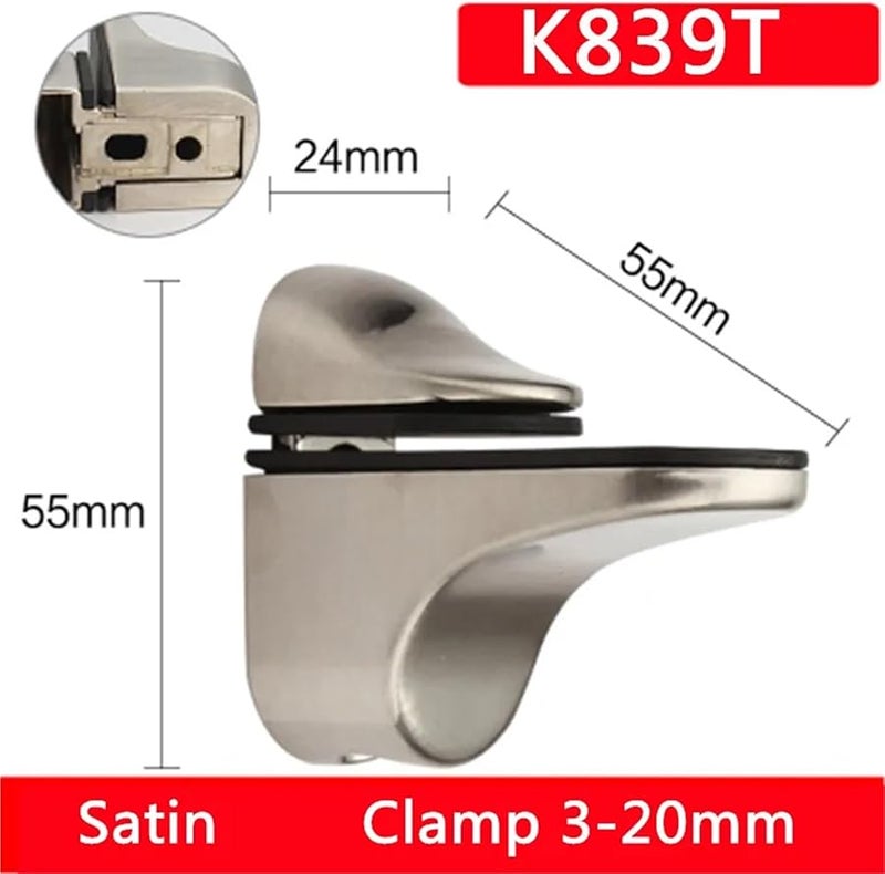K839T Zinc Alloy Adjustable Glass Shelf Brackets 10pcs Glass Support Bracket - Image 3