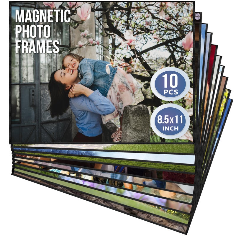 10 Pack Magnetic Picture Frames for Refrigerator  85 x 11 in Magnet Picture Frames for Fridge  Magnetic Photo Sleeves  Locker Magnet Frame  85x11 Magnetic Photo Frames  Magnetic Picture Holder