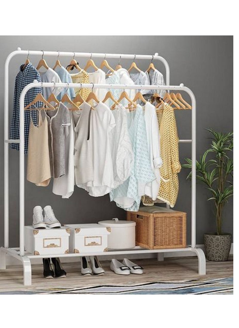 Generic - Metal Double-Pole Cloth Rack White 110x150cm - Image 1