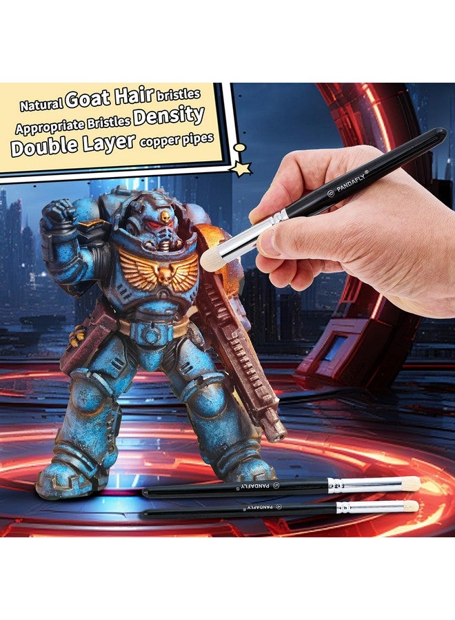 باندافلاي مجموعة فرش الرسم الجافة من باندافلاي - 3 أحجام، مجموعة فرش الرسم التفصيلية للهوايات، فرش الرسم الأكريليكية لألعاب الطاولة والحرب، 40 ألف، مجسمات دي إن دي، قلعة، نموذج مصغر، لوحة زيتية مائية - Image 3