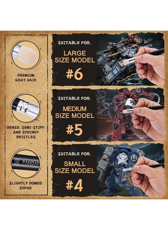 باندافلاي مجموعة فرش الرسم الجافة من باندافلاي - 3 أحجام، مجموعة فرش الرسم التفصيلية للهوايات، فرش الرسم الأكريليكية لألعاب الطاولة والحرب، 40 ألف، مجسمات دي إن دي، قلعة، نموذج مصغر، لوحة زيتية مائية - Image 5