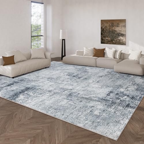 palohom Washable Living Room Area Rugs: 9'x12' Large Rug Stain Resistant Distressed Abstract Rug Non Slip Low Pile Faux Wool Soft Area Rug for Bedroom Bedside Indoor Kids Playroom Dorm Nursery Dining Room - Image 3