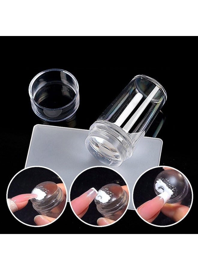 Generic Nail Art Stamper with Scraper, Silicone Nail Stamp, for Stamping & French Nails, Fingernails Stamping for Varnish, UV Gel or Acrylic, DIY Manicure Tools, Nail Transfer Stamp (1 Piece)  - Image 1